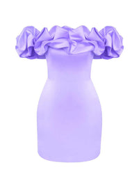 Satin Ruffle Off Shoulder Dress