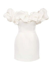 Satin Ruffle Off Shoulder Dress
