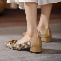 Clara - Ballerinas with houndstooth pattern and buckle detail