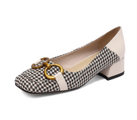 Clara - Ballerinas with houndstooth pattern and buckle detail