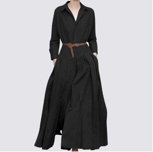 Encolure ronde Haut à manches longues Jupe plissée Tailleur deux pièces sans ceinture