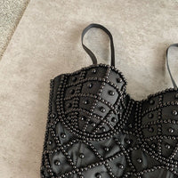 Top bustier femme avec strass noirs - Anastacia