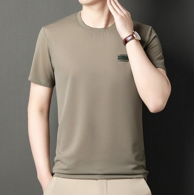 T-shirt technique à col ras du cou en tricot pour hommes - Henry