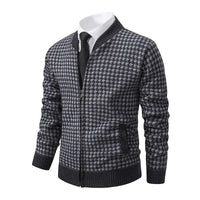 Cardigan zippé élégant à motif pied-de-poule pour hommes décontractés - Søren
