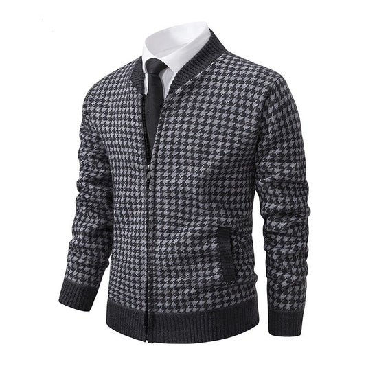 Elegante Herrenstrickjacke mit Hahnentrittmuster - Søren