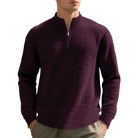 Herren Pullover mit halbem Reißverschluss und Waffelstruktur - Taren