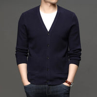 Cardigan en maille fine pour hommes, coupe ajustée, style basique - Theo