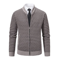 Cardigan zippé élégant à motif pied-de-poule pour hommes décontractés - Søren