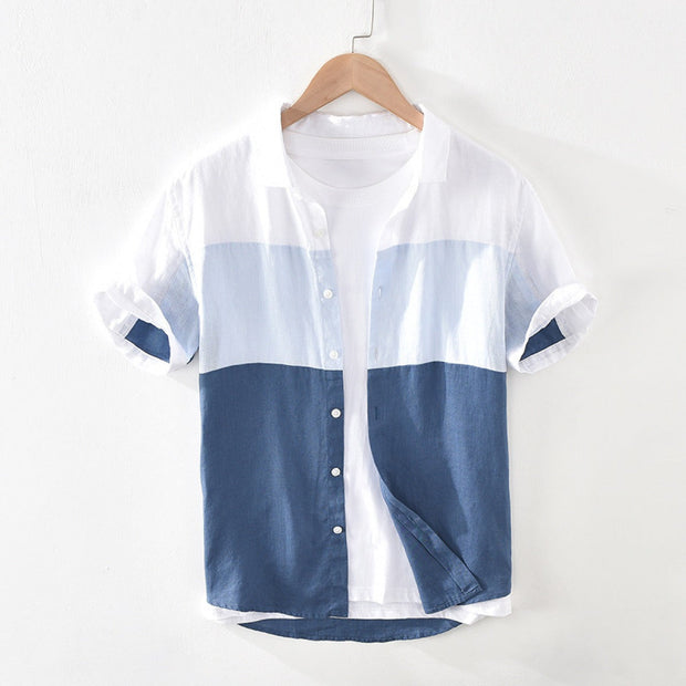 Chemise à manches courtes en coton coloré pour hommes - Sjoerd