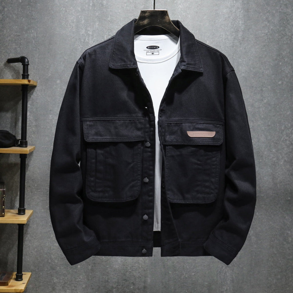 Schwarze Herrenjacke im Utility-Stil mit großen Taschen - Hektor