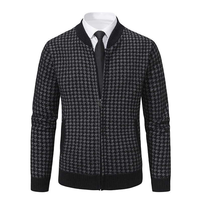 Elegante Herrenstrickjacke mit Hahnentrittmuster - Søren