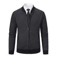 Cardigan zippé élégant à motif pied-de-poule pour hommes décontractés - Søren