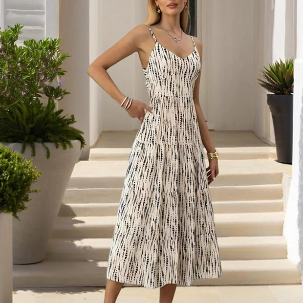 Robe midi à fines bretelles imprimée - Noelia