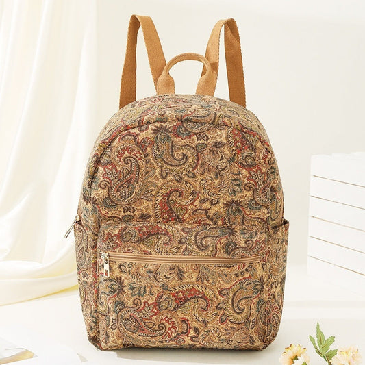 Sac à dos en tissu imprimé de grande capacité style vintage - Francis