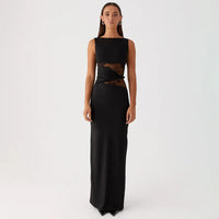 Robe longue sans manches en dentelle transparente - Leontina