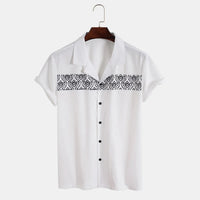 Chemise décontractée à manches courtes pour hommes avec broderie géométrique - Sven