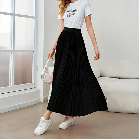 Jupe longue plissée légère de style fluide pour femmes - Clara