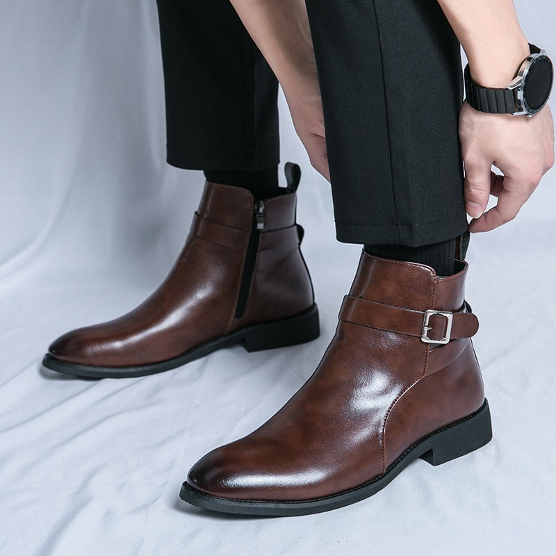 Bottines pour hommes en cuir synthétique avec boucle latérale - Sergio