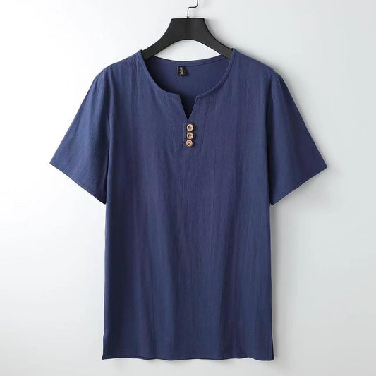 T-shirt boutonné à col henley en lin pour hommes - Carter's