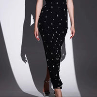 Robe longue pour femme avec strass décolleté asymétrique style élégant - Vianey