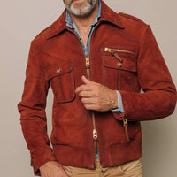Veste homme en daim synthétique avec poches zippées - Laurent