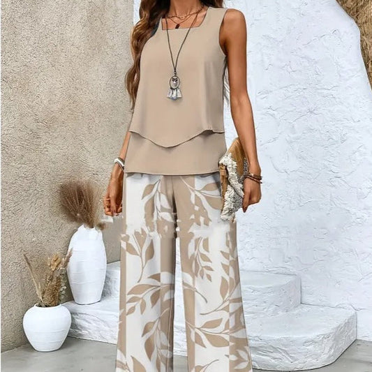 Ensemble sans manches à imprimé floral pour femmes - Mireya