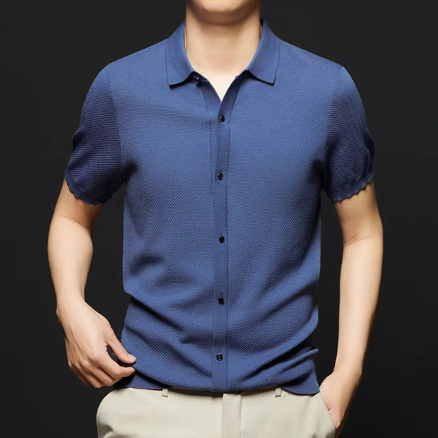 Chemise à manches courtes en maille fine pour hommes - Renzo