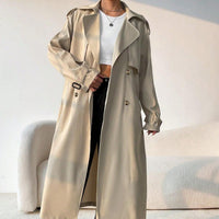 Trench long pour femme avec revers double poitrine et ceinture réglable - Maelis