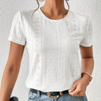 Damen T-Shirt Baumwolle Stickerei Rundhals - Livia