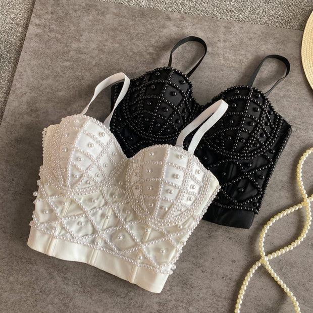 Top bustier femme avec strass noirs - Anastacia