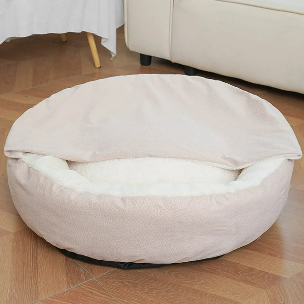 Orthopädisches Winterbett für Haustiere mit integrierter Decke