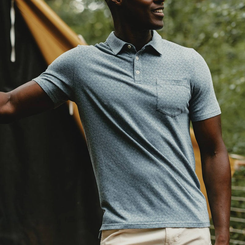 Herren-Poloshirt aus leichtem Stoff mit geometrischem Mikrodruck - Bruno