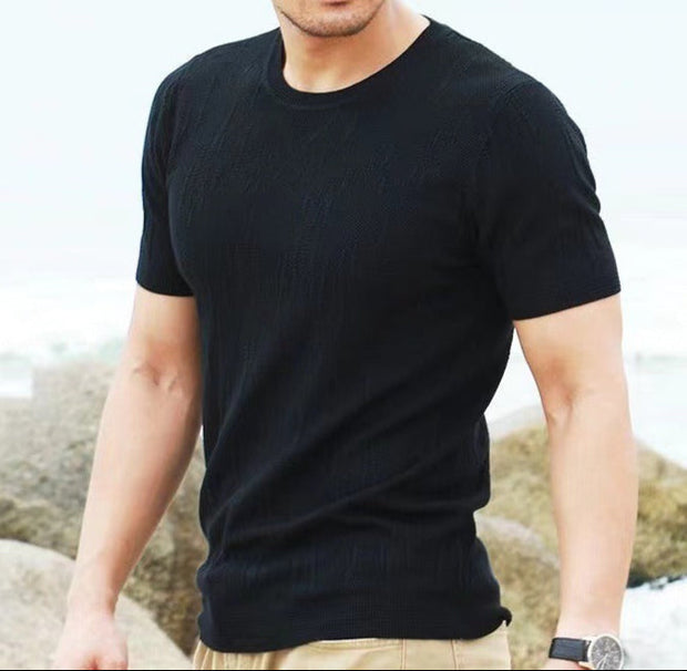 T-shirt ajusté en maille fine pour hommes - Einar