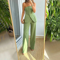 Ensemble femme élégant corset structuré avec pantalon droit - Leticia
