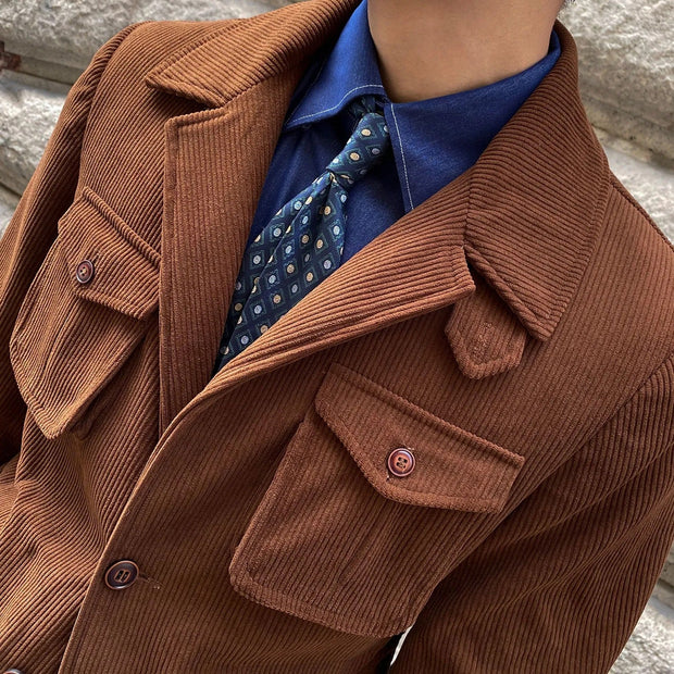 Blazer pour homme en velours côtelé avec poches utilitaires, coupe classique - Dino