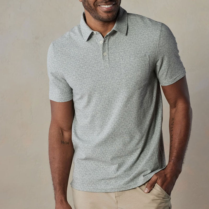 Herren-Poloshirt aus leichtem Stoff mit geometrischem Mikrodruck - Bruno