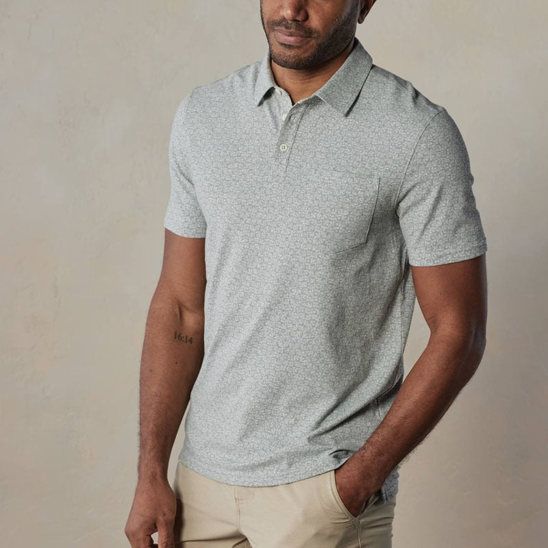 Herren-Poloshirt aus leichtem Stoff mit geometrischem Mikrodruck - Bruno