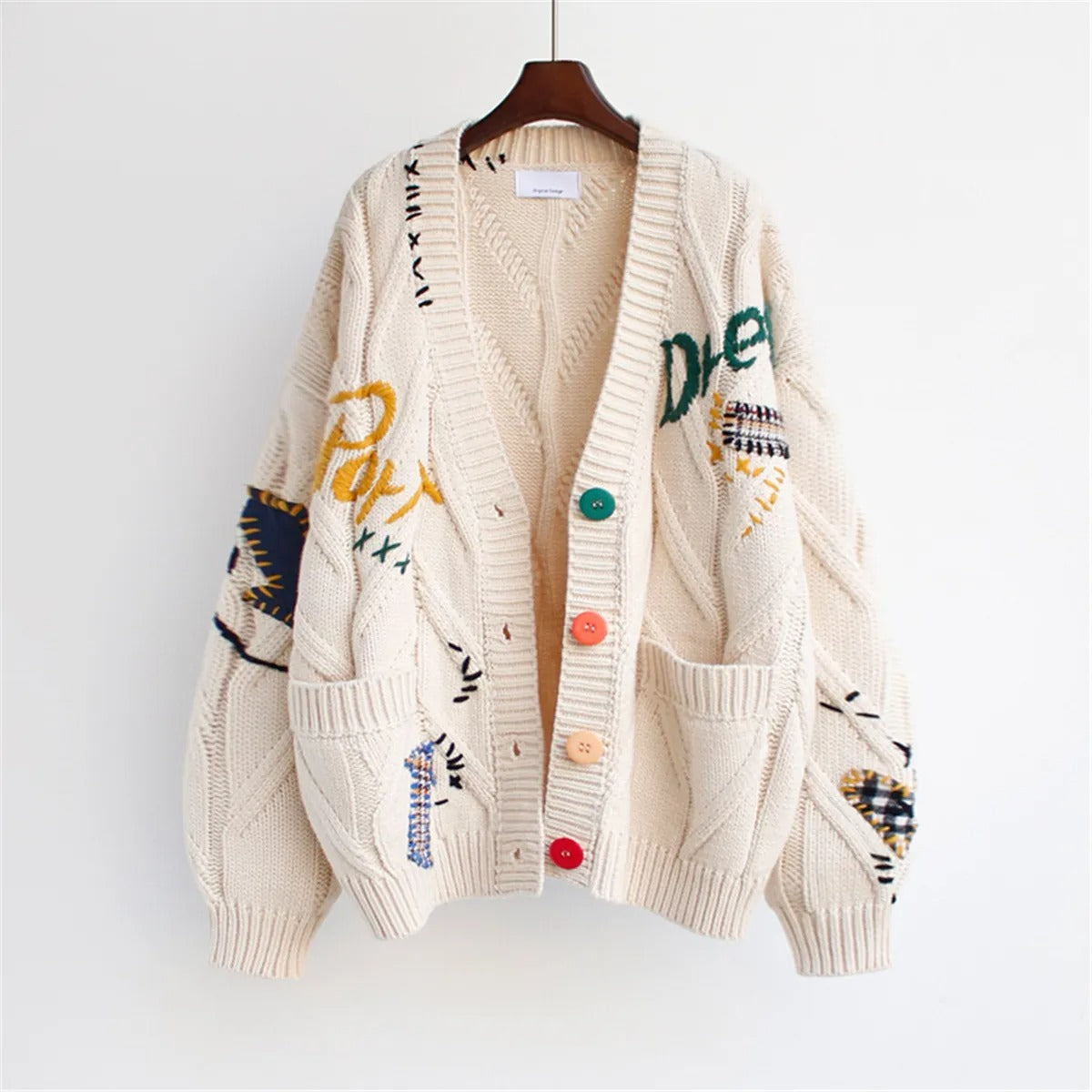 Gestickte Strickjacke in Übergröße für Damen - Roxane