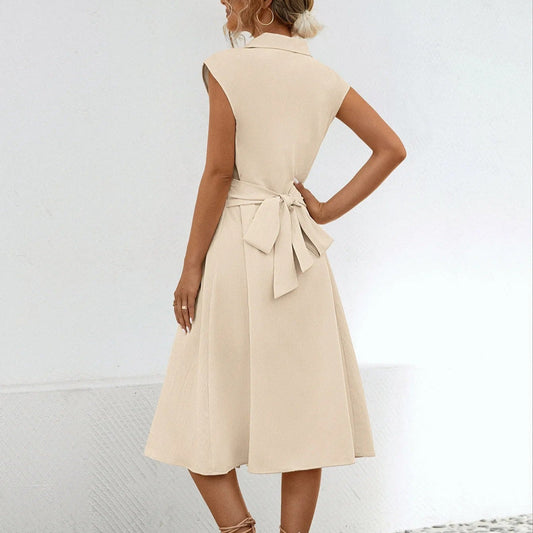 Robe midi en coton style chemise pour femme - Anaëlle