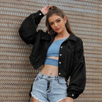 Damen-Cordjacke mit kurzen Puffärmeln - Celinne