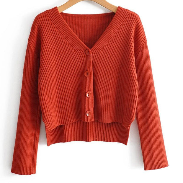 Cardigan côtelé femme coupe courte col en V - Marimar