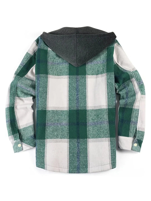 Veste à carreaux décontractée avec capuche pour hommes - Pilato