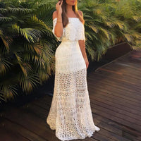 Robe longue en crochet pour femme ajourée style été - Alina