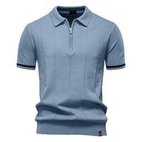 Polo classique à manches courtes en maille zippée pour hommes - Baptiste