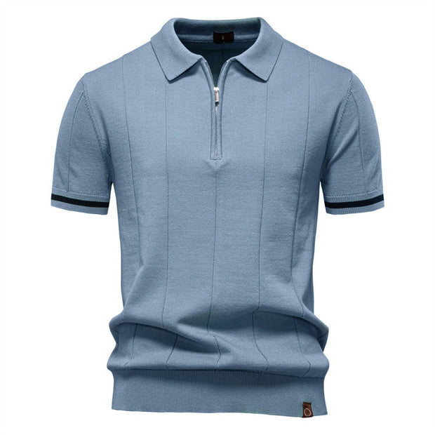 Polo classique à manches courtes en maille zippée pour hommes - Baptiste