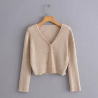 Cardigan côtelé femme coupe courte col en V - Marimar