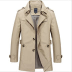 Langer wasserdichter Herren-Trenchcoat mit Doppelknöpfen - Miles