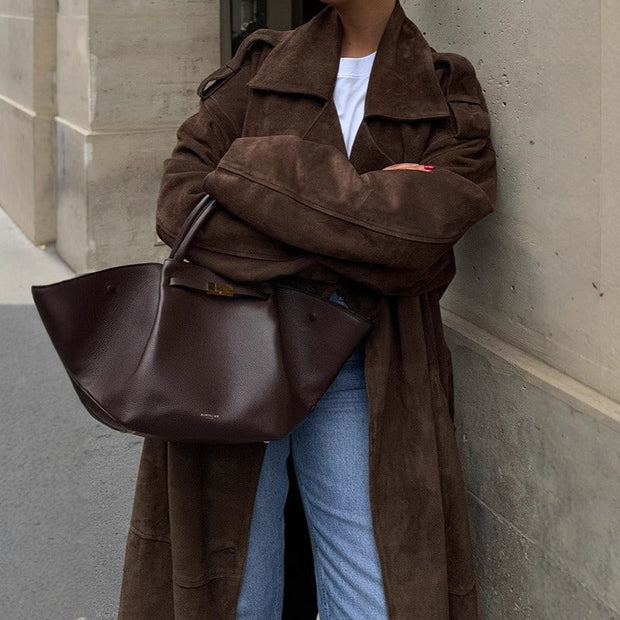 Manteau long en daim marron - Enna