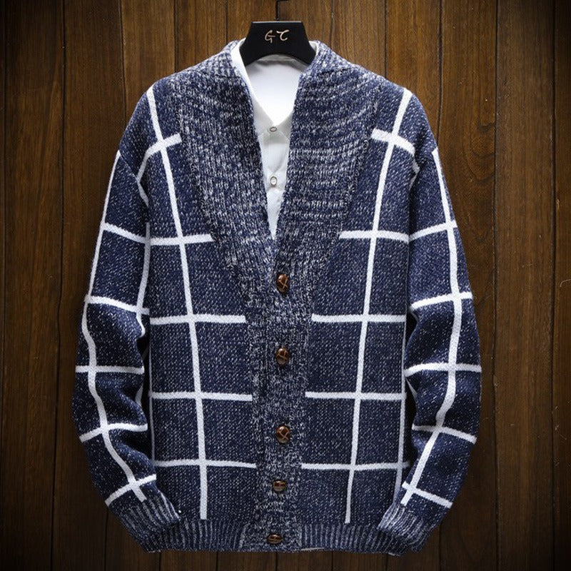 Karierte Strickjacke mit Revers - Adrien