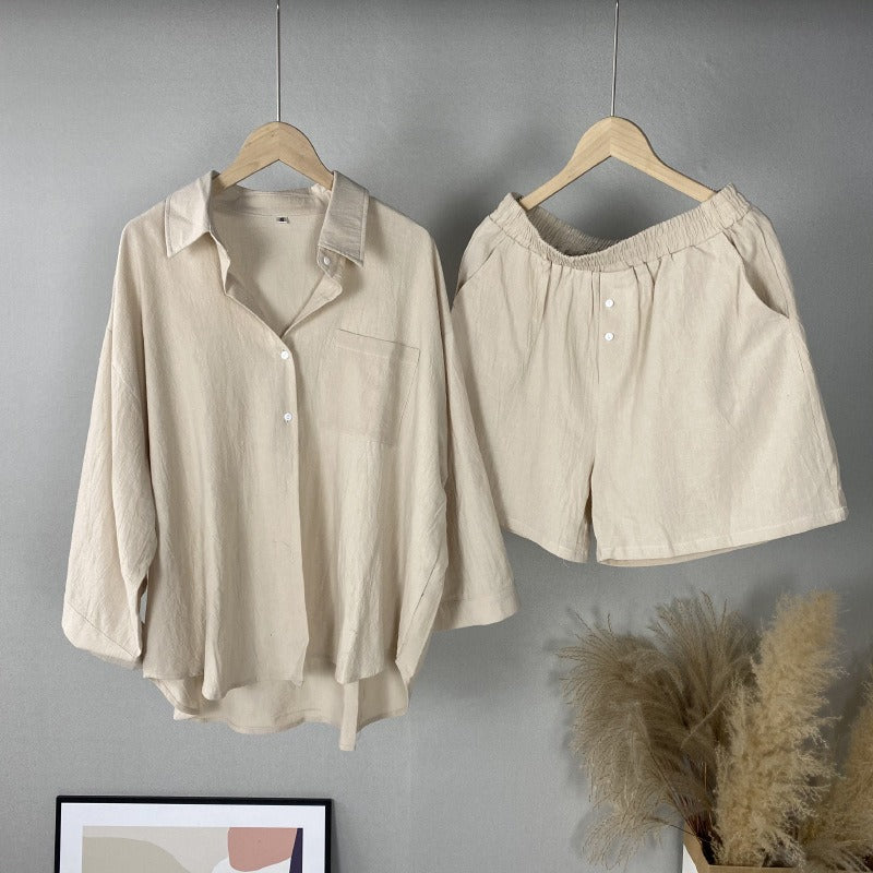 Lässiges, locker sitzendes Baumwoll-Leinen-Set für Damen - Camila
